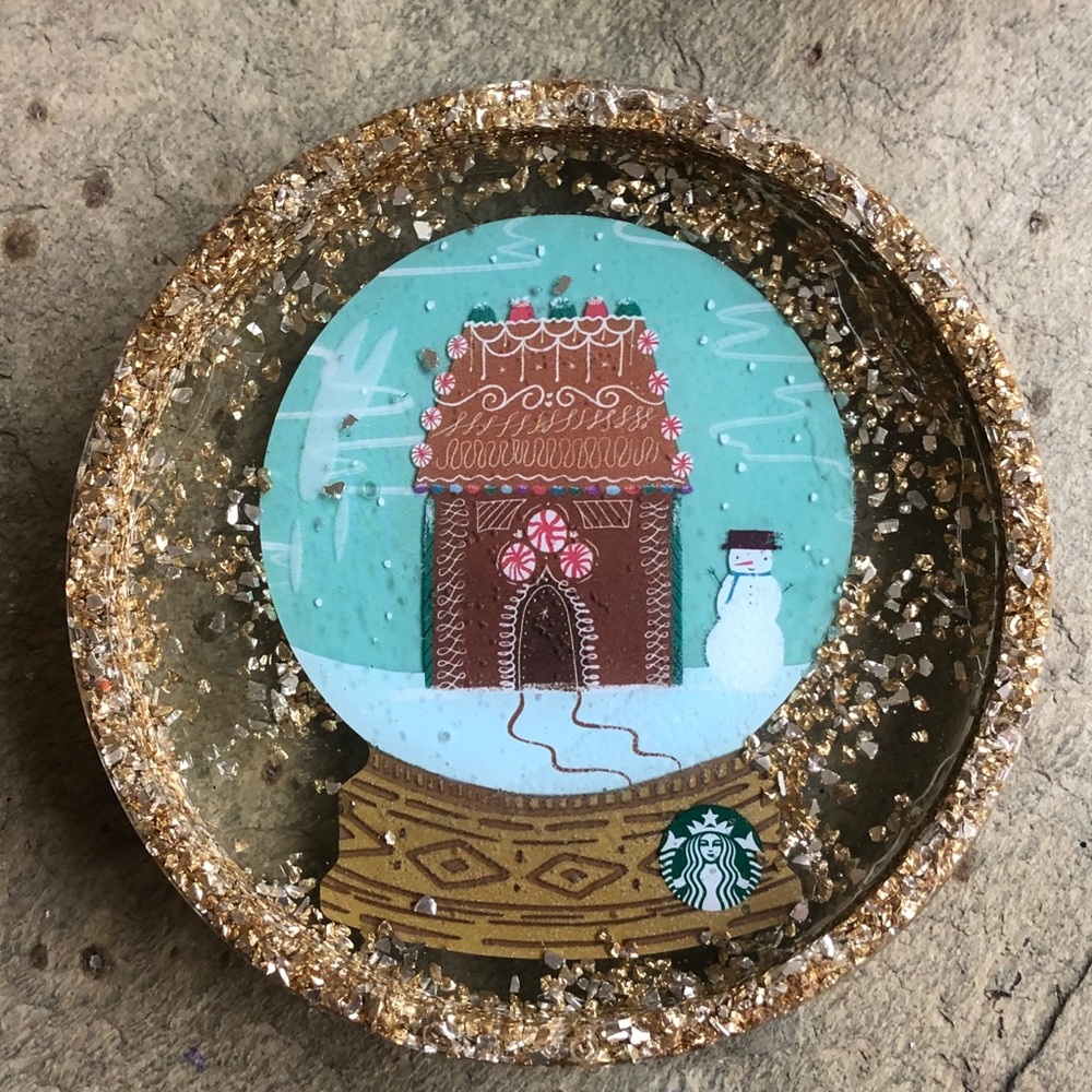 Starbucks retired snow globe You can also use his gift card, jewelry tray dish